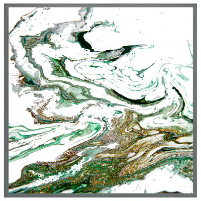 McBaine Green & Gold Marble 1 Piece Single Picture Frame Wall Art