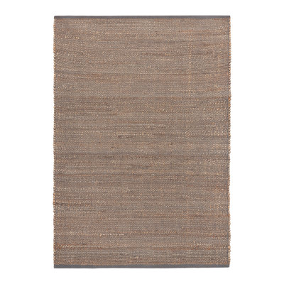 Tapis en jute et en coton tissé à la main - tapis naturel, tapis décoratif de ferme pour salon, chambre à coucher ou entrée, gris foncé 9 pi x 12 pi