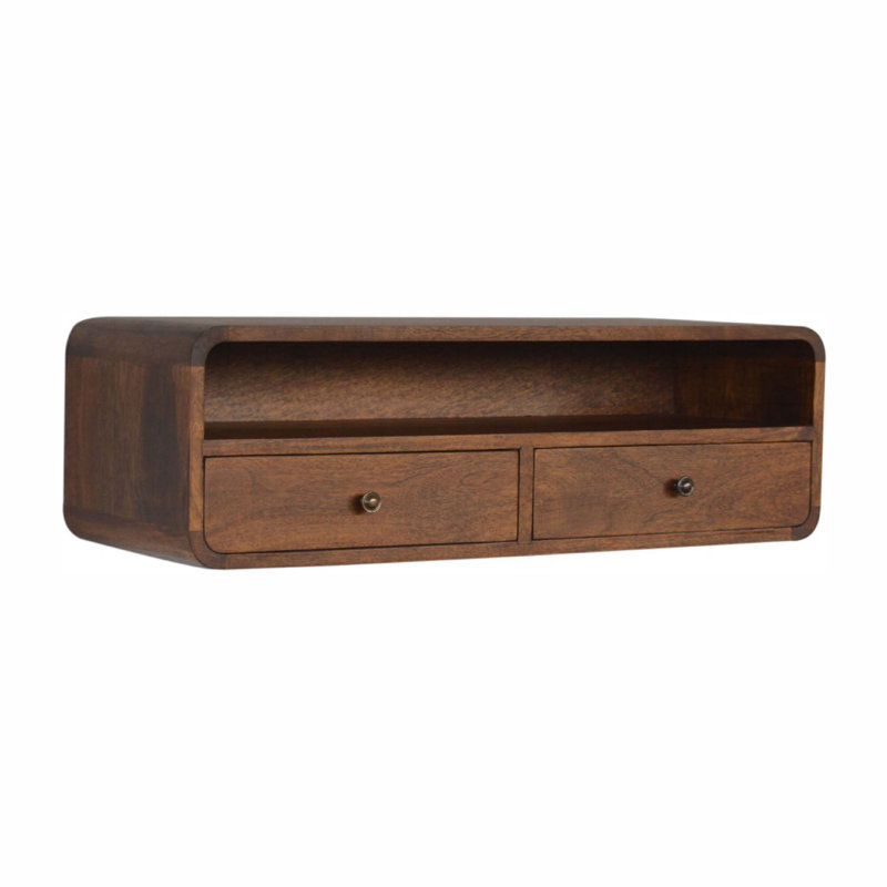Console flottante châtaignier ouverte