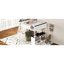 Grand lit mezzanine avec bureau, tablette ouverte et boîte de rangement en bois massif blanc, garde-corps pleine longueur, tablettes pratiques, instructions d'assemblage claires et robustes, mode de vie confortable