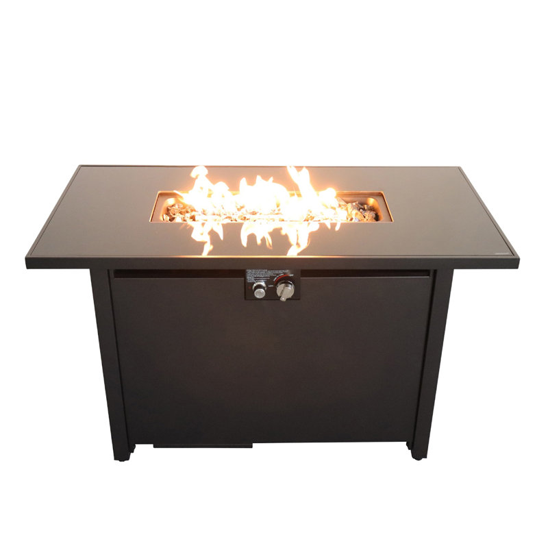 Table de foyer d'extérieur en acier avec couvercle H 25 po x l 42 po