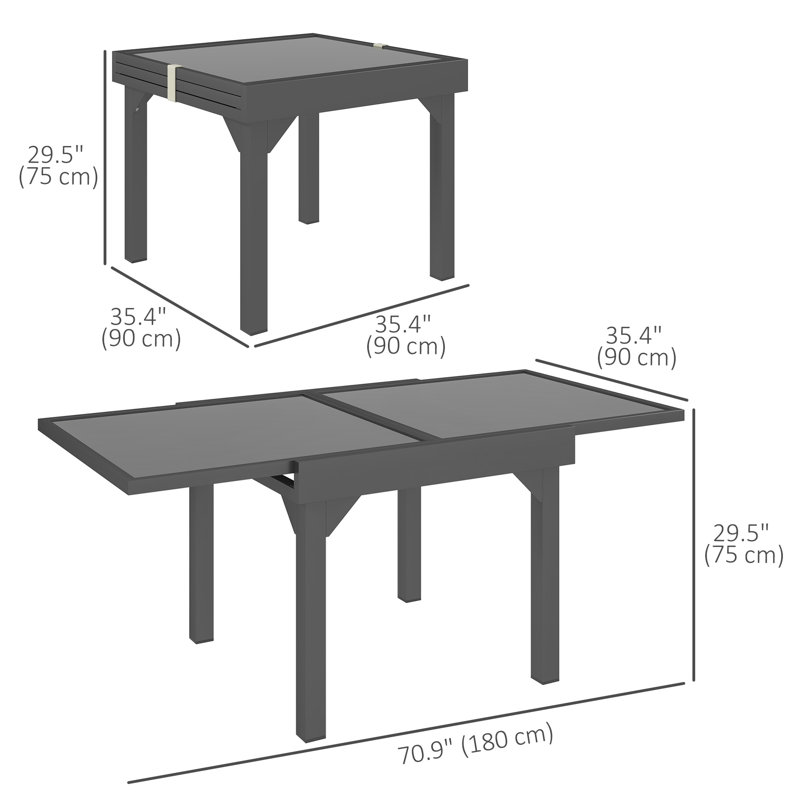 Table de salle à manger extensible 35 à 71 po pour 4-6 personnes, gris