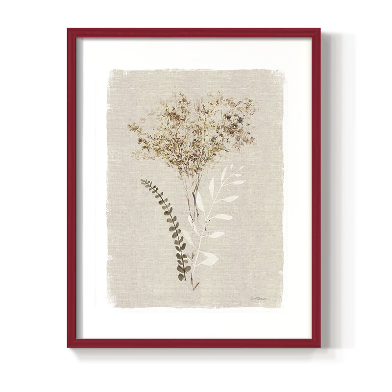 «Dried Foliage II», reproduction encadrée - bois massif, H 21 po x l 17 po, Rouge