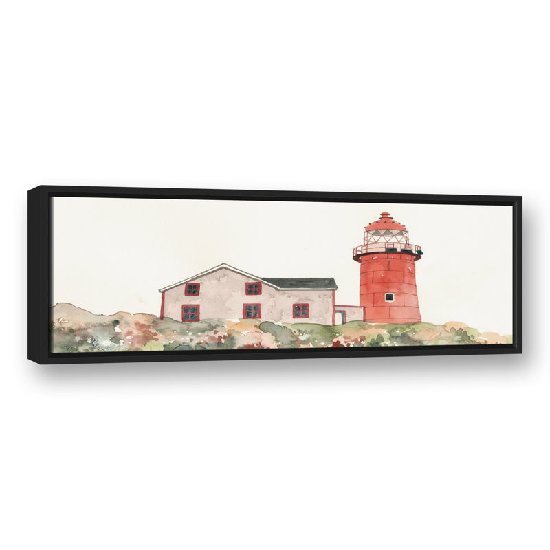 Phare côtier sur toile, H 13,75 po x l 37,75 po x P 1,75 po, Cadre flottant noir