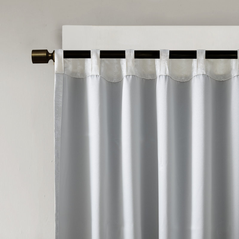 Rideau simple occultant et isolant Cassius, L 50 po x L 84 po, Blanc / argenté