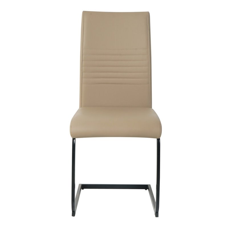 Stuhl 47cm H Upholstered Metal Cantilever Chair, Taupe