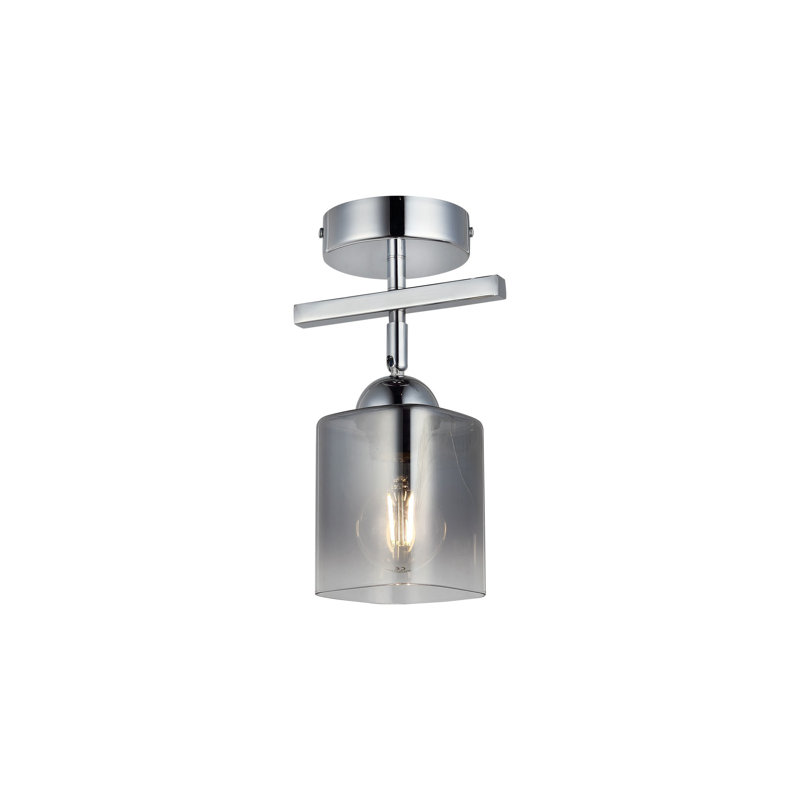 Lustre élégant en chrome, 27 pouces de hauteur | Corps en métal avec capuchon en verre, plaque de base 4 x 4 x 1,2 pouces | 1 x douille E27 pour ampoule de 40 W maximum (non incluse) | Luminaire élégant pour la salle à manger et les espaces de vie, classé IP20