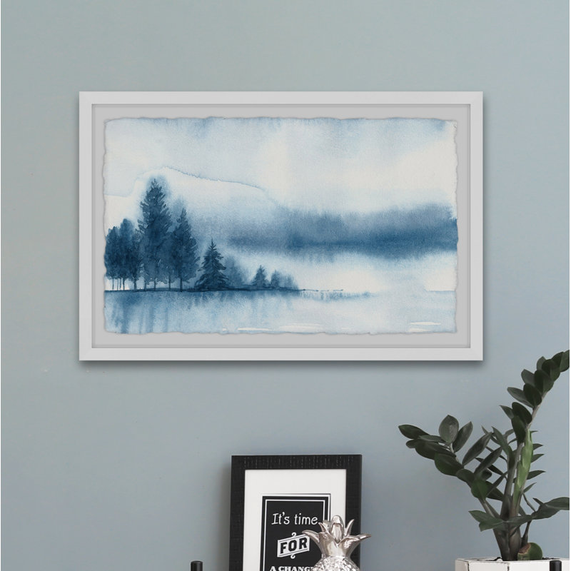 Frozen Winter Lake - Single Picture Frame Painting, 20cm H x 30cm W x 3.81cm D
