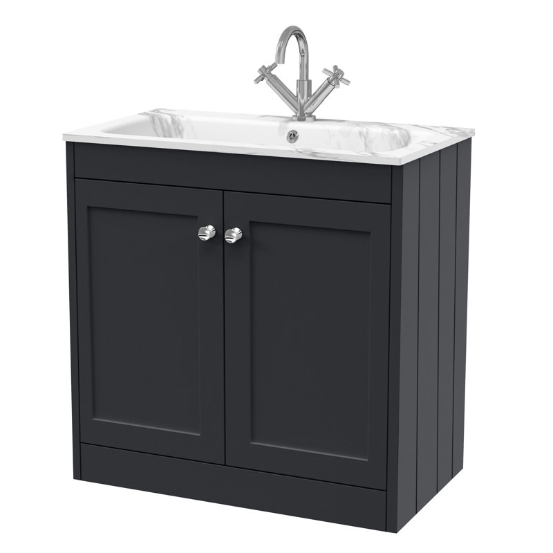 Ashwick Bathroom Vanity, Satin Grey, 810 cm, White/Gray