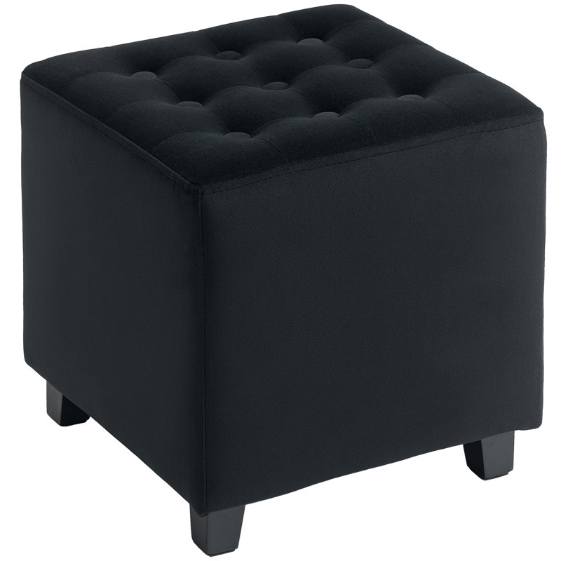 Taitianna 35cm Wide Solid Colour Footstool Ottoman, Charcoal Grey