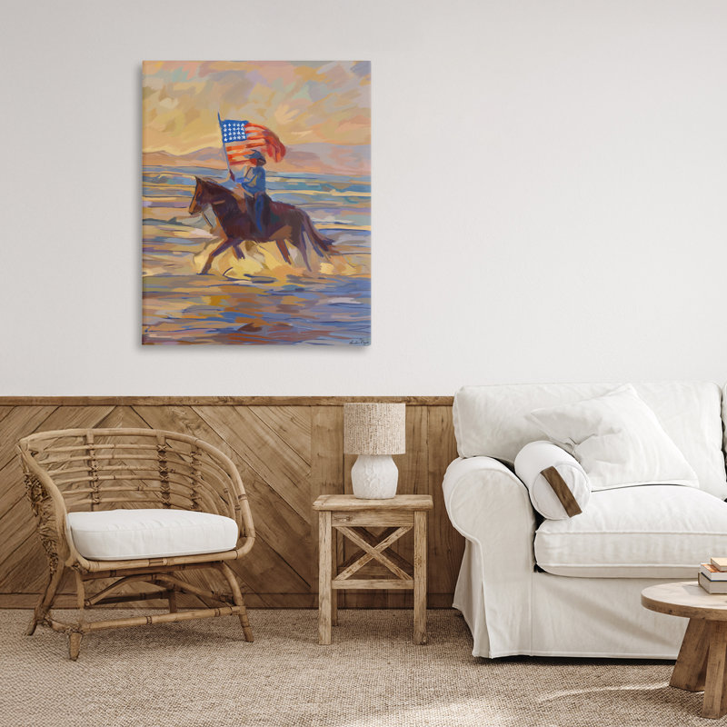 Toile abstraite American Cowgirl, design par Amelia Noyes, H 30 po x l 24 po