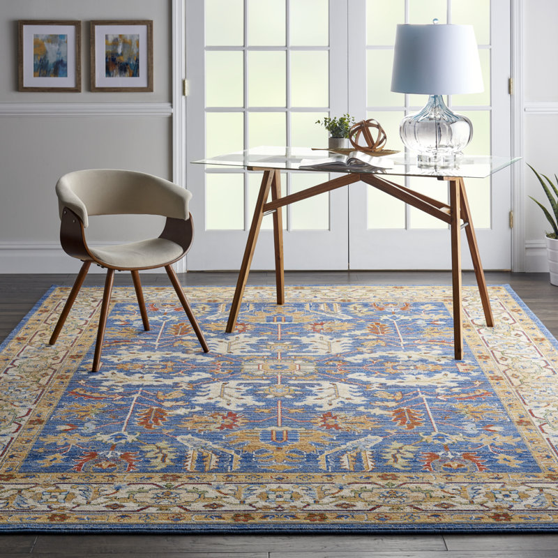 Tapis bleu Nakisha Oushak, Rectangle 9 pi 6 po x 12 pi 8 po
