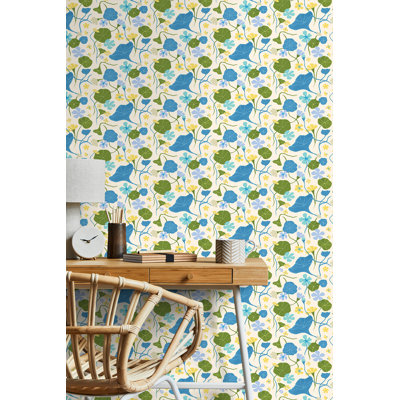 Elana Gabrielle Nasturtiums Floral 18' L x 20.5" Peel & Stick Wallpaper Roll