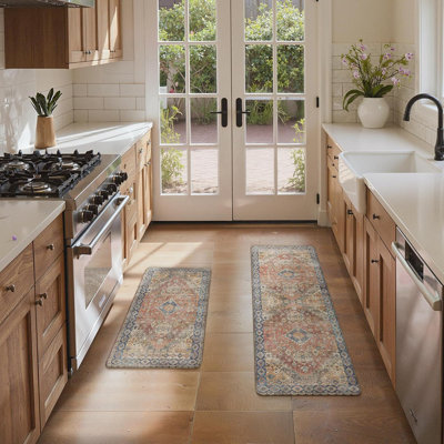 Kitchen Mat Set – [Color Not Specified] – 2-Piece, Cushioned Anti-Fatigue, Waterproof, Non-Slip, Washable, Standing Comfort, Kitchen/Office/Laundry Use