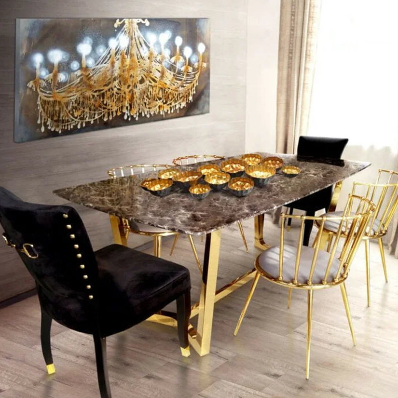 Sean Faux Marble Top Metal Base Dining Table