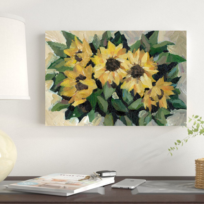 Tournesols délavés - reproduction d'art sur toile tendue, H 12 po x l 18 po