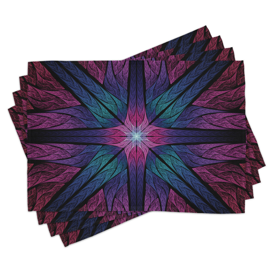 Platzdeckchen 4er-Set, Psychedelic Vivid Art, Plum Indigo