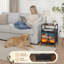 Table de chevet 2 tiroirs avec station de charge, table de chevet pour chambre avec ports USB et amp; Outlets, tablette ouverte noire, table de chevet avec impression de montgolfières au coucher du soleil de la Tour Eiffel