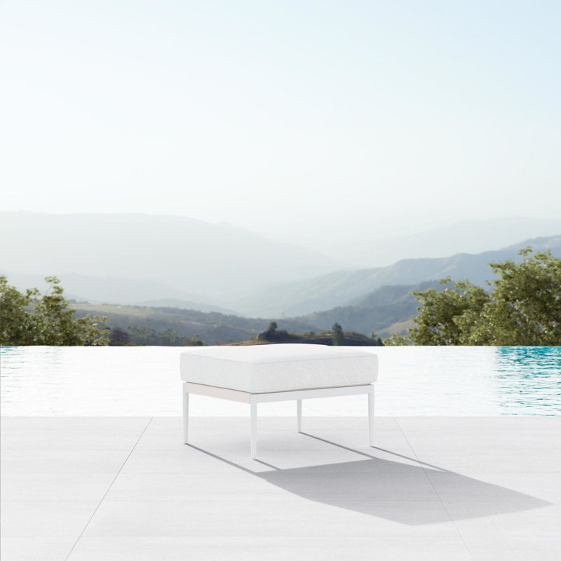 Catalina Outdoor Ottoman with Cushion, Matte White Frame/Cloud Cushion