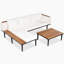 Ensemble de meubles de patio de luxe avec coussins amovibles et table basse, canapé en bois d'acacia en forme de L avec table d'appoint, canapé modulaire d'extérieur pour la cour, véranda, beige