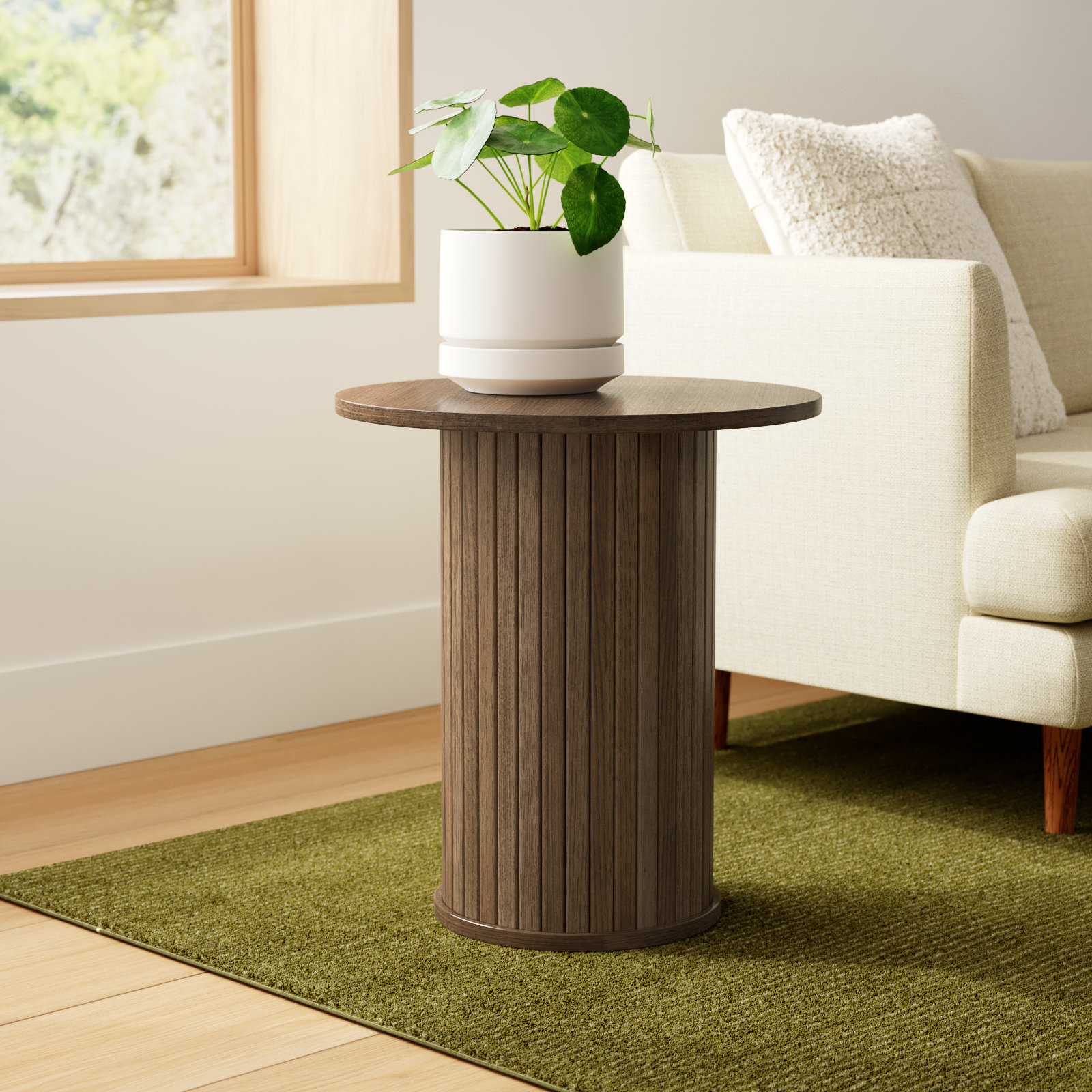 Iris 20" Oak End Table, Smoked Oak