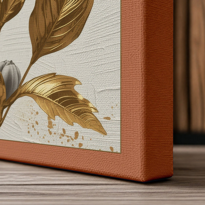 Gilded Bloom Botanical - Wrapped Canvas, 30x20 - 76.2 x 50.8 cm, Terracotta Border