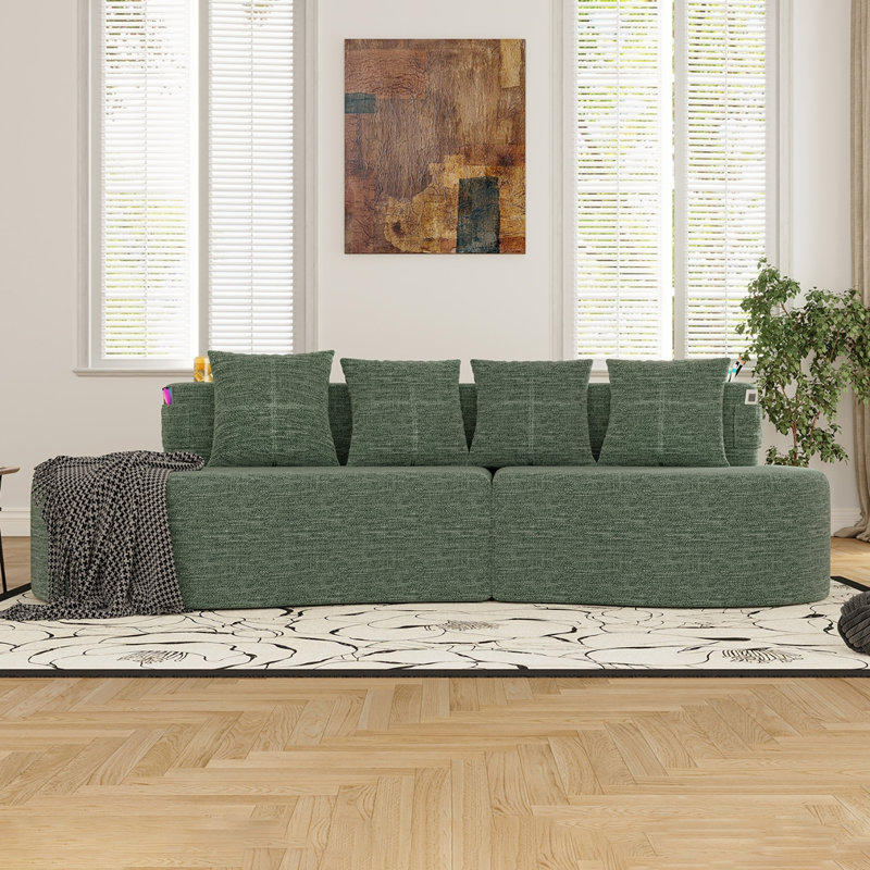 Canapé modulaire incurvé moderne 3 places, Vert