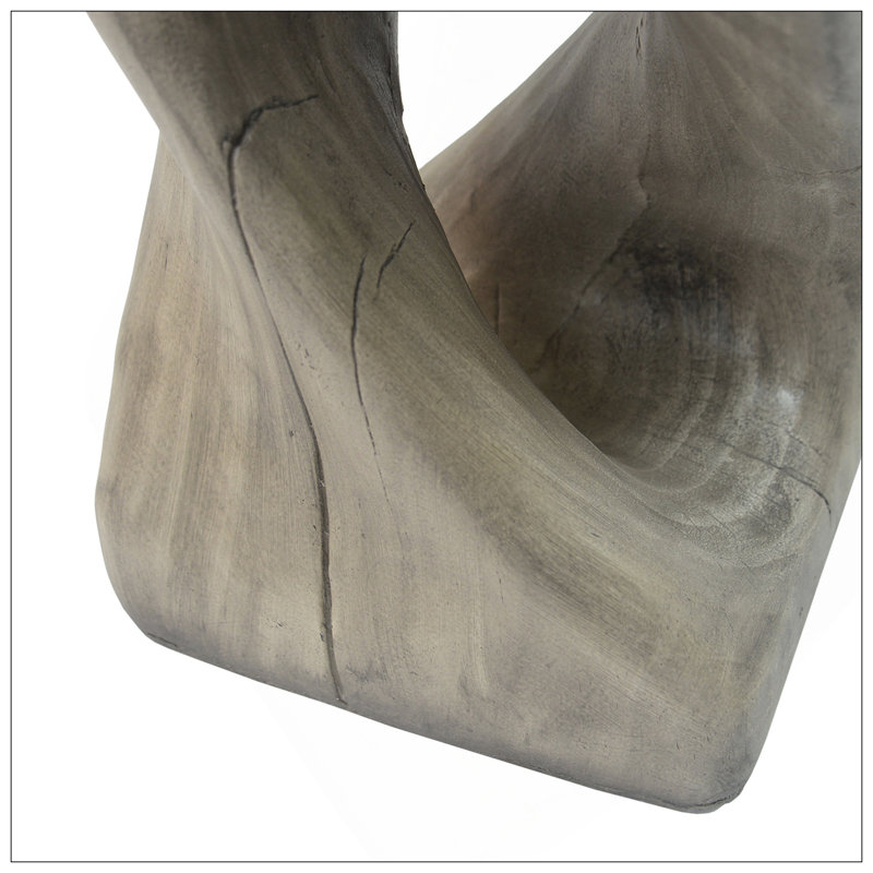 MGO Twist Shape Side Table, Wood-Like Texture, Grey Color, Gray