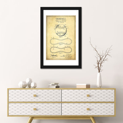 «Baseball Vintage Vernis Blueprint» par Aged Pixel, impression sur toile tendue