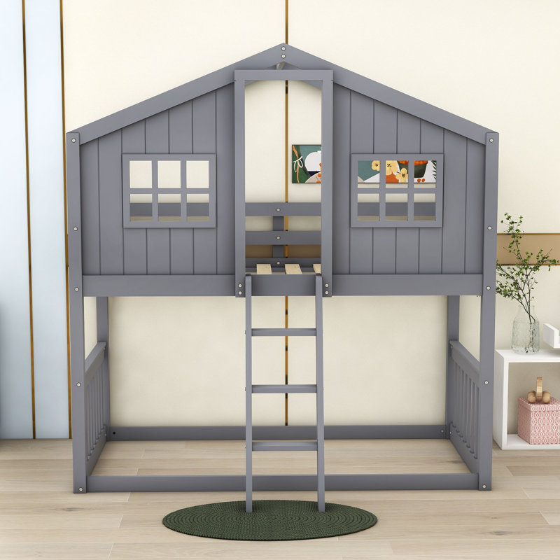 McGillicuddy Kids Twin Over Twin Bunk Bed, Gray