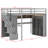 Space-Saving Loft Bed Frame with Integrated Wardrobe, Desk, Shelves and Lights-1209963436