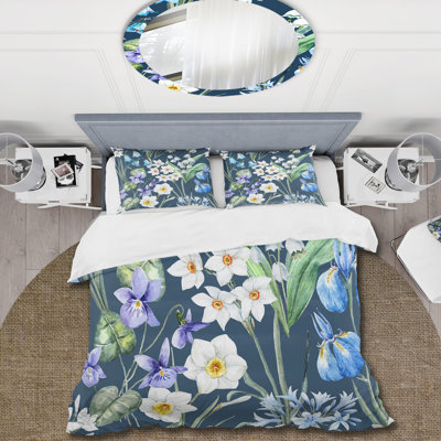 Blue/White Microfiber Duvet Cover Set