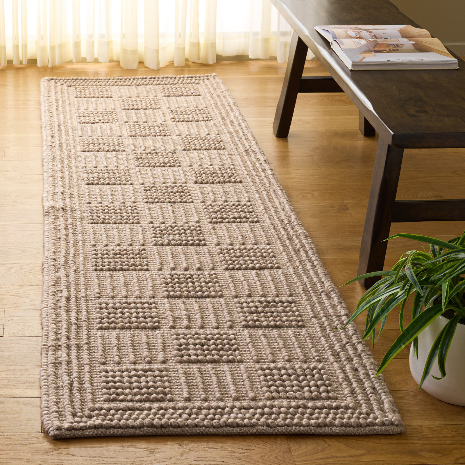 Hand-Woven Wool Rug, Runner 2'3" x 8'