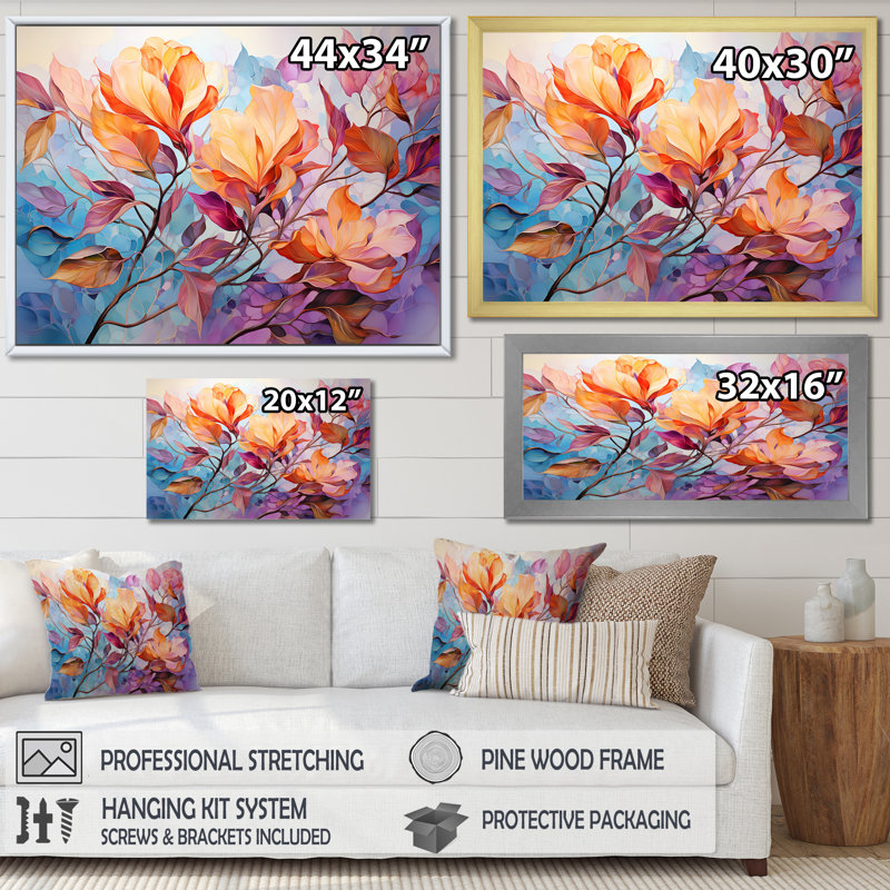 «Dreamy Colorful Foliage I», reproduction sur toile, H 24 po x l 32 po x P 1 po, Cadre doré simple