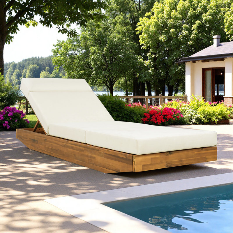79.5" Long Reclining Single Chaise with Integrated Headrest, Beige