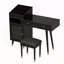 Ensemble de coiffeuse moderne avec tiroirs, armoire et port de charge, ensemble de coiffeuse avec tabouret pour petits espaces, noir