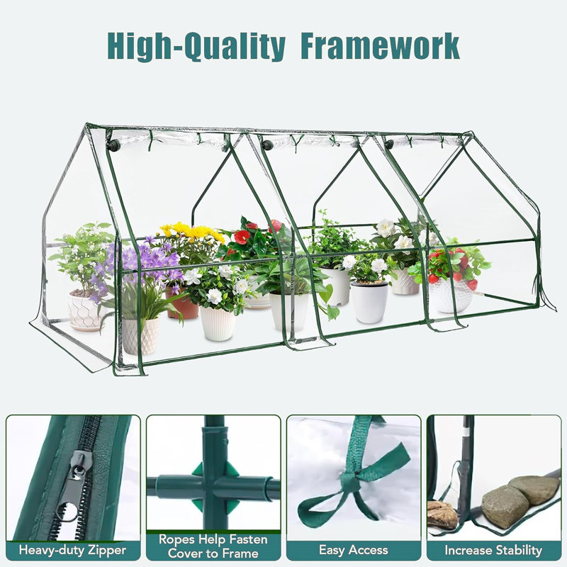 Portable Mini Greenhouse, 36"H x 96"W x 36"D