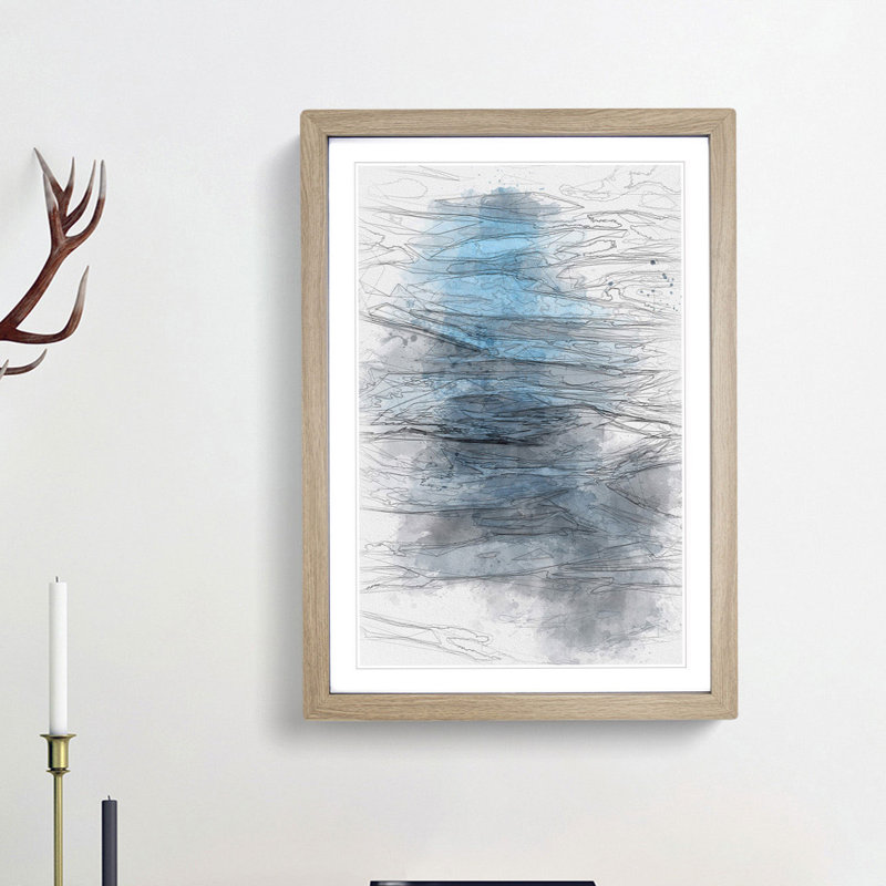 Dark Water in Abstract - Picture Frame Graphic Art Print, 36cm H x 27cm W x 2cm D, Oak Framed