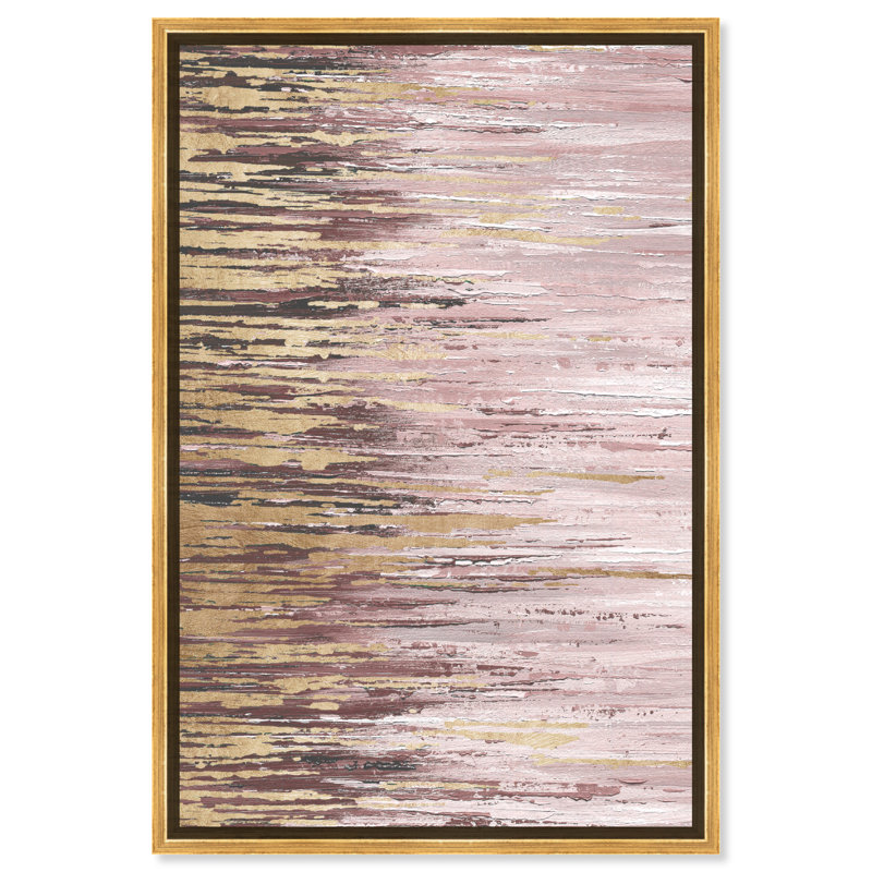 Duo de pluies abstraites II, Glam Gold - peinture, H 15 po x l 10 po, Toile encadrée d'or