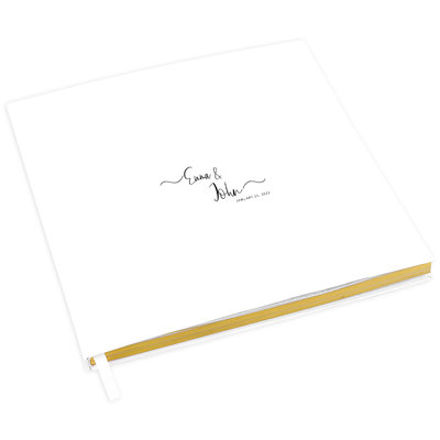 Livre d'or de mariage personnalisé, design d'invité blanc tourbillon