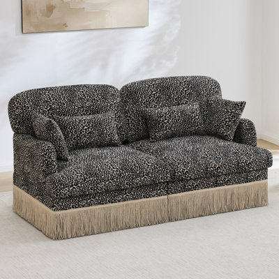 Canapé Comfy à imprimé léopard en chenille, bord à pampille délicat, canapé modulaire à la mode moderne, dossier et siège ergonomiques, assemblage facile, canapé profond pour le salon