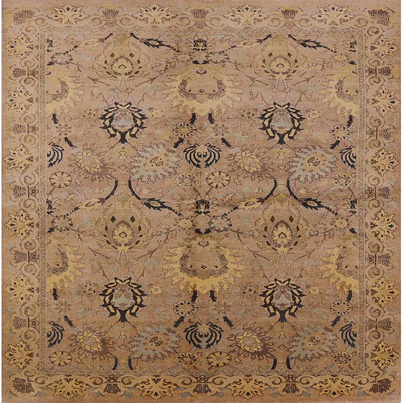 Tapis brun à motif oriental, Carré 5 pi