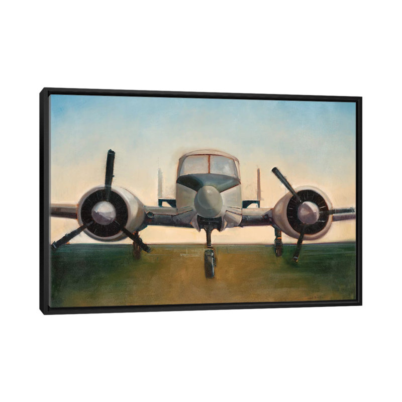«Air plane», reproduction sur toile, H 18 po x l 26 po x P 1,5 po, Toile encadrée noire, Pas de tapis
