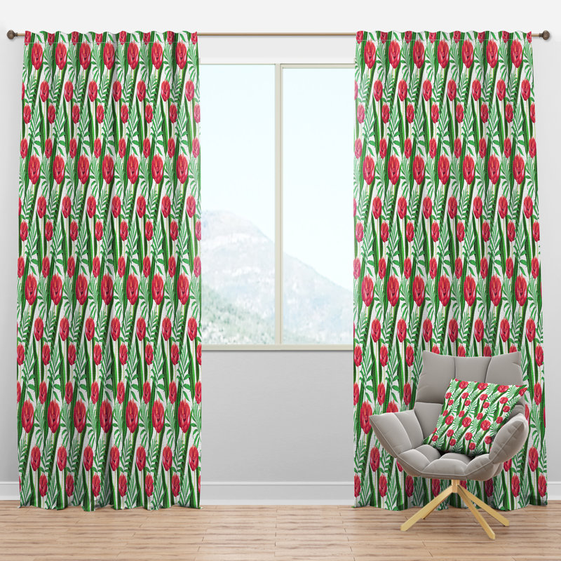 Panneau de rideau simple semi-diaphane avec passe-tringle Tropical, l 52 po x L 90 po