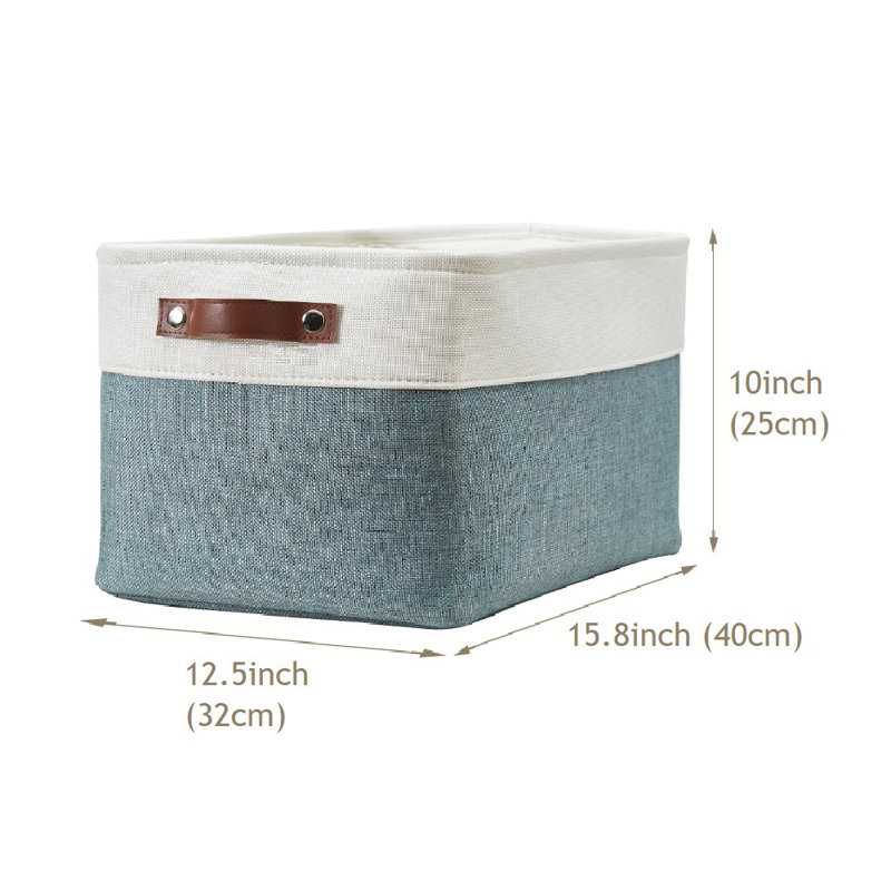 Foldable Fabric Storage Bin, 3, Dark Gray/White