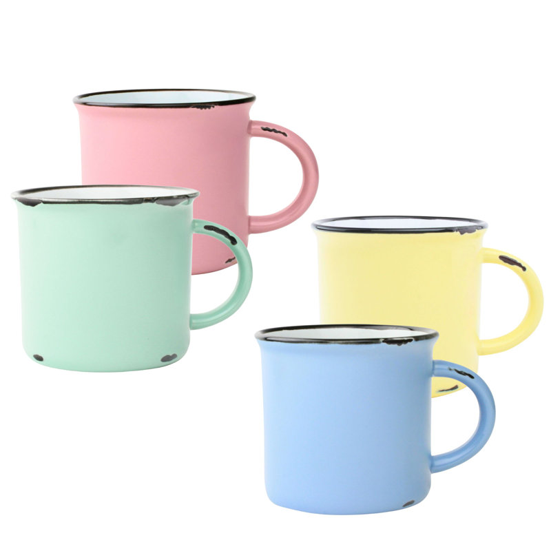 Tasse à café en grès 16 oz Canvas Home, Bleu / vert / rose / jaune