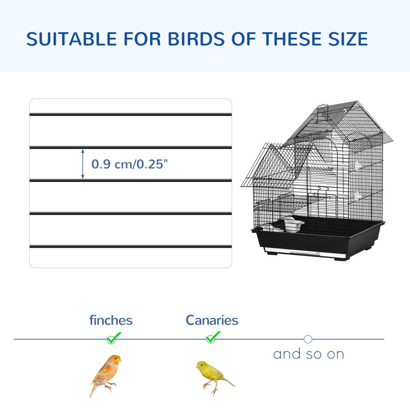 47cm Steel Pointed Top Table Top Bird Cage with Perch