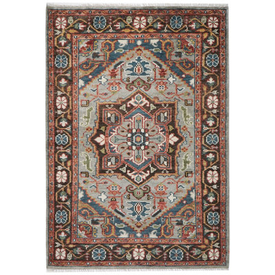 Tapis traditionnel en laine noué à la main 4 pi 11 po x 8 po Oushak bleu sarcelle