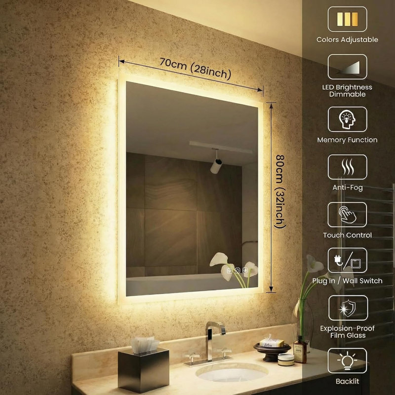 Miroir de salle de bain 28 po x 32 po Mango Tile