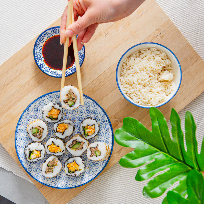 Nicola Spring - Hand-Printed Rice Bowls - Navy - Set of 6